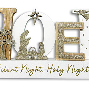 Wood Nativity with Glitter/Noel