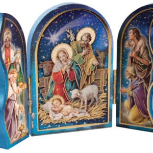 Wood Nativity/Triptych/Gold Foil Highlights