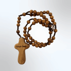 Lough Derg Olive Wood Rosary Beads with holding cross